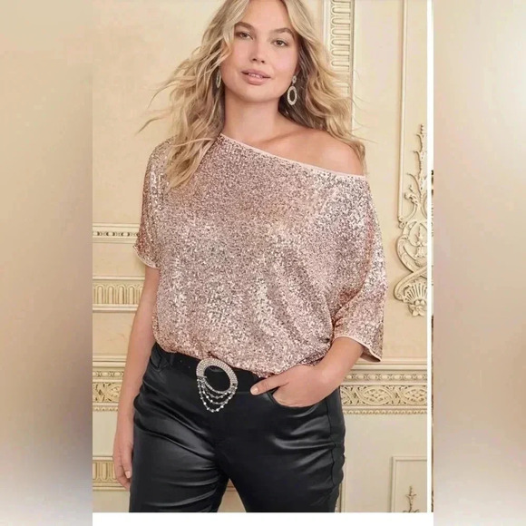 Off Shoulder Sequin Top - Picture 1 of 15